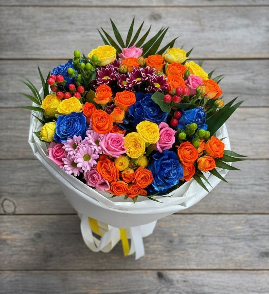 Букет цветов из: Розы и Хризантемы в Ленино