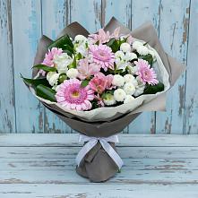 Букет цветов из:  Герберы, Альстромерии и Хризантемы в Ленино