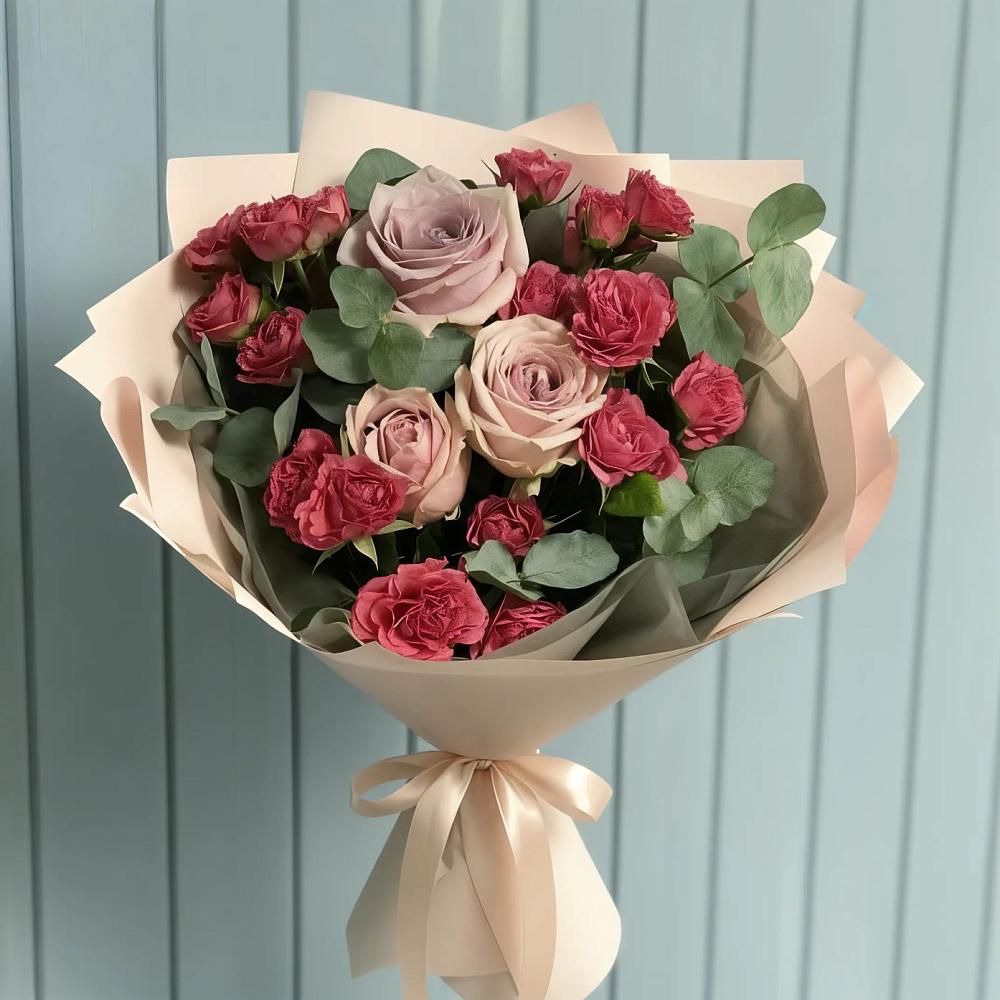 Букет цветов из: Гвоздики и Розы в Ленино