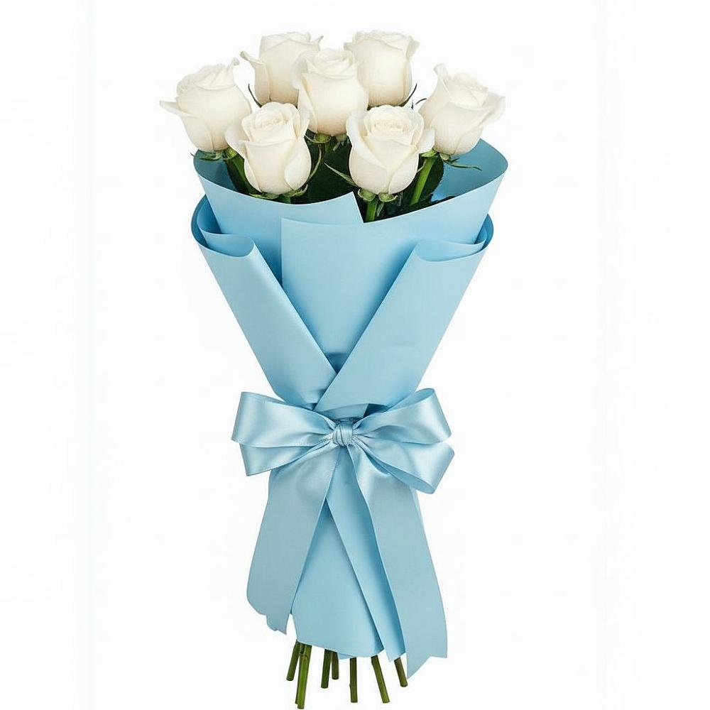 Букет 7 белых роз Проуд в Ленино