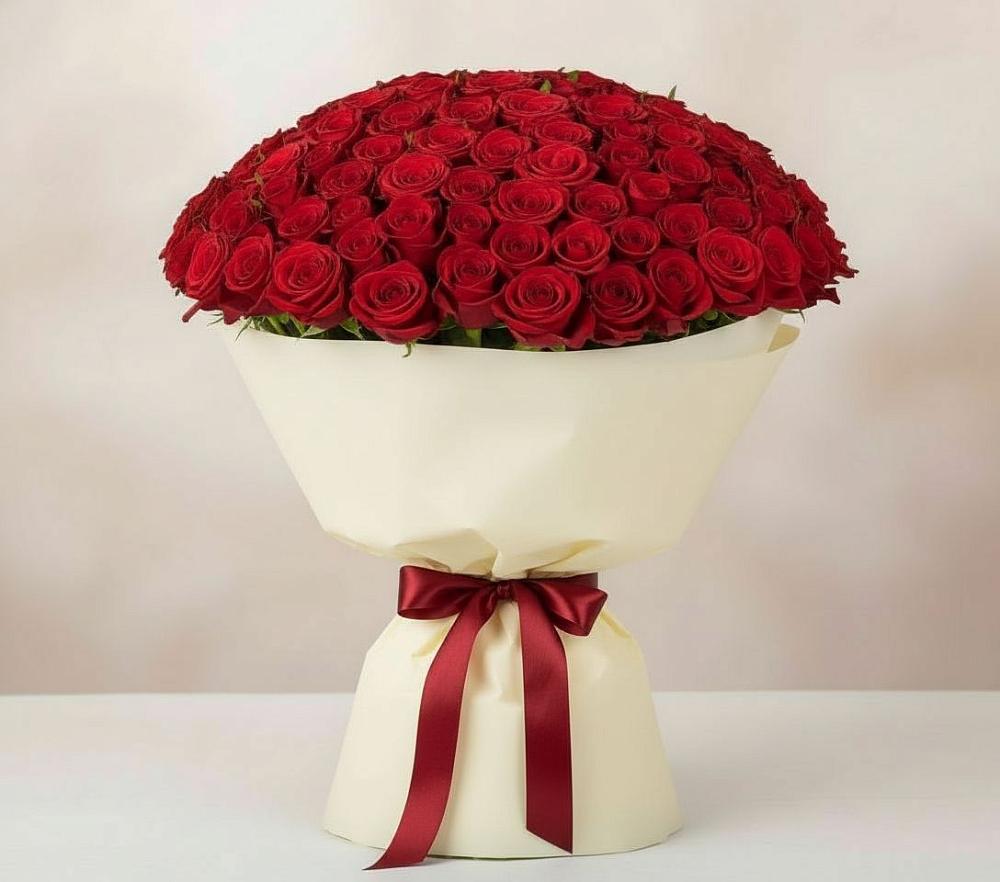 Букет 101 Красная роза Милано в Ленино