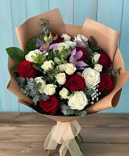 Букет цветов из:  Розы и Альстромерии #REPLACE_PRED# Ленино