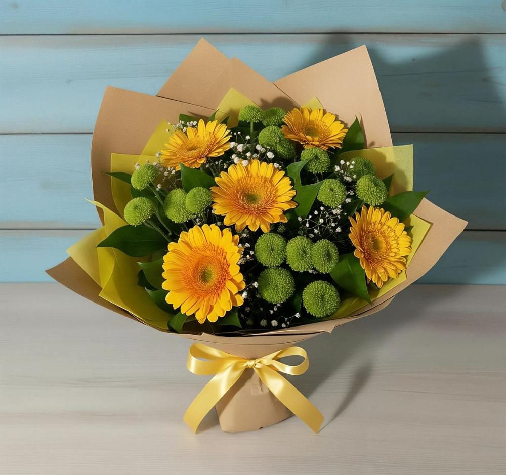 Букет цветов из: Герберы и Хризантемы в Ленино