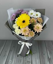 Букет цветов из:  Розы, Герберы и Хризантемы в Ленино