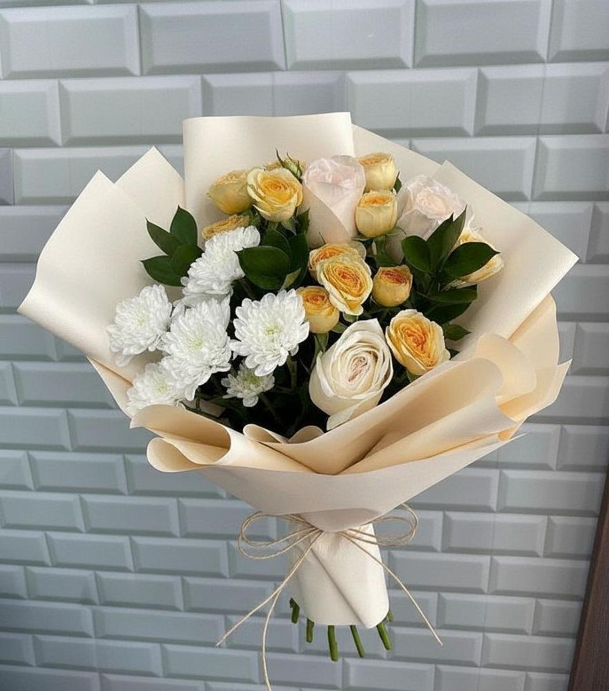 Букет цветов из: Розы и Хризантемы в Ленино