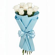 Букет 7 белых роз Проуд в Ленино