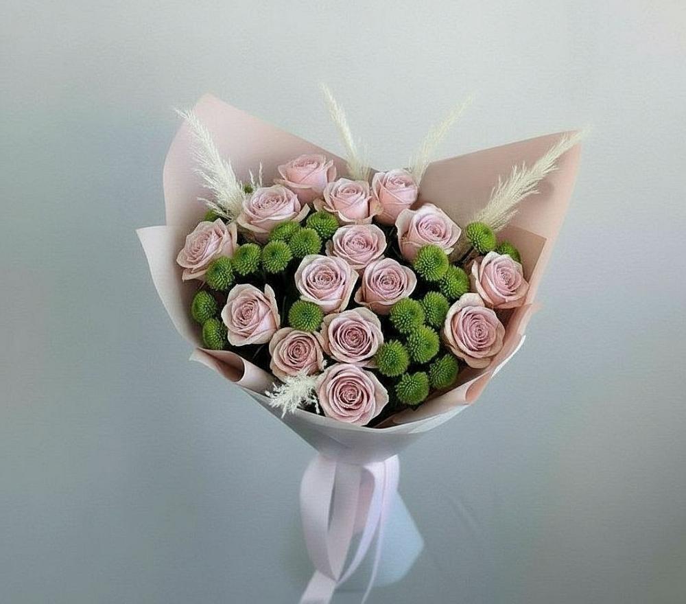 Букет цветов из: Розы и Хризантемы в Ленино