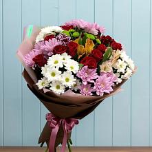 Букет цветов из:  Розы, Хризантемы и Альстромерии #REPLACE_PRED# Ленино