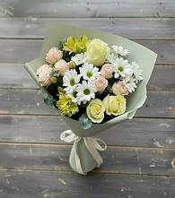 Букет цветов из:  Альстромерии, Розы и Хризантемы в Ленино
