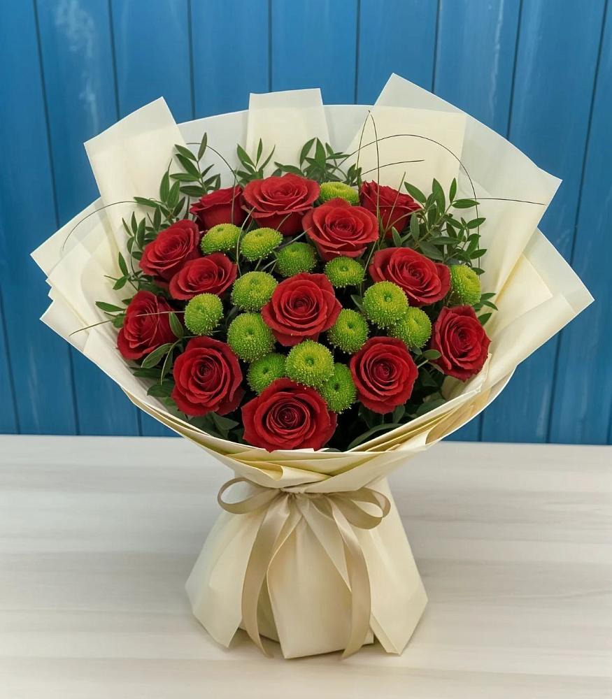 Букет цветов из: Розы и Хризантемы в Ленино